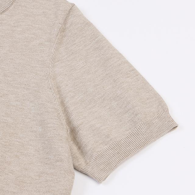 LAP Contrast Line Short Sleeve Slim Knit Ar1Kh360