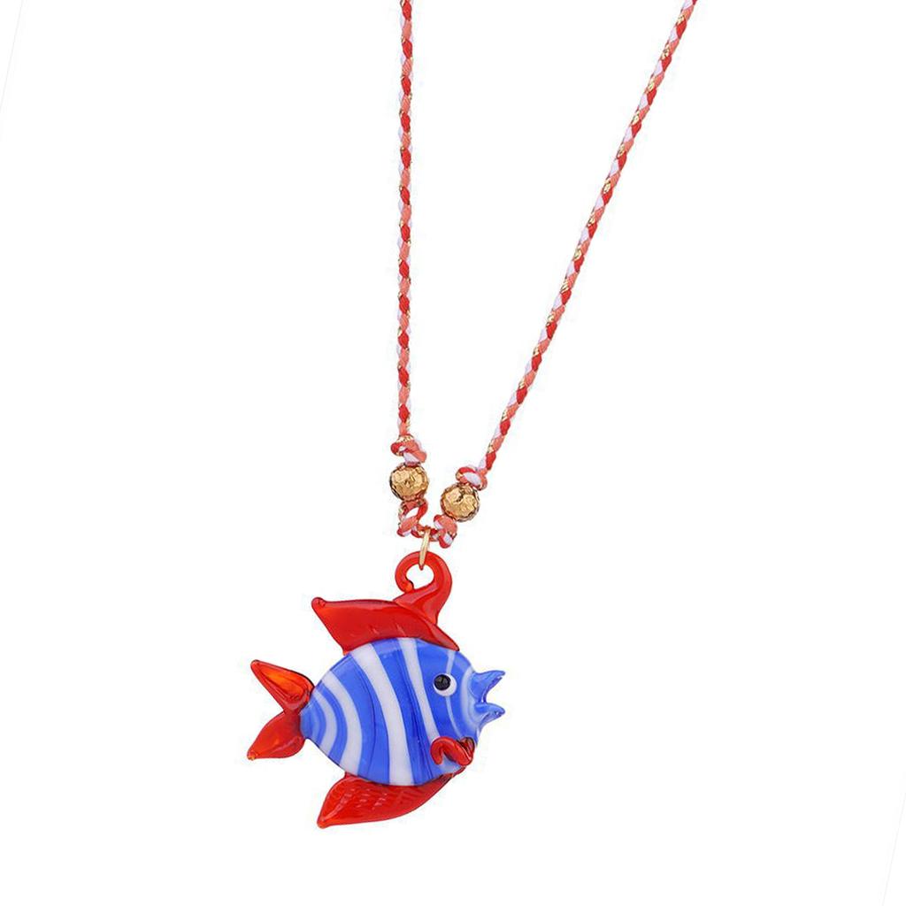 Fish Glass Pendant Necklace Adjustable Chain Necklace Unique Fish Necklace Glass Texture for Casual or Formal Wear