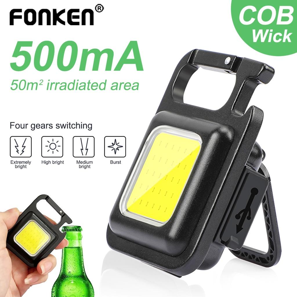 Fonken Mini LED Flashlight Keychain Light Multifunctional Portable COB Camping Flashlights USB Charging Work Lights fishing Lanterna