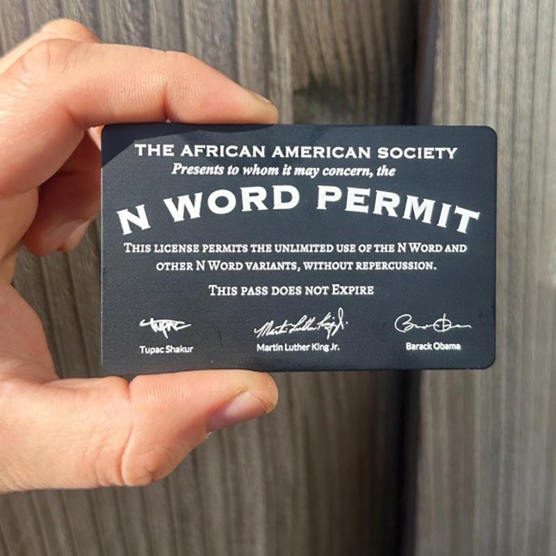 N-Wort Erlaubnis Gag Neuheit Parodie Karte Für Sozialen Kommentar Lustiges Satirisches Streichgeschenk Für Freunde Kollegen Und Familie