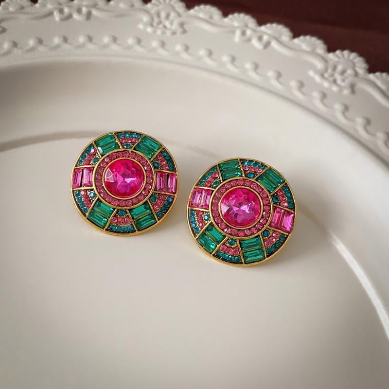 Silver Needle Zircon Earrings Retro Light Luxury Court Style Stud Earrings Niche High-end Earrings