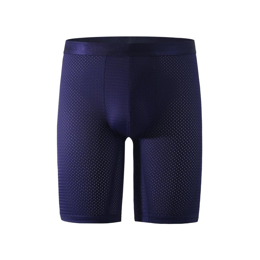 Men's Long Leg Boxers Underwear Ice Silk  Undies Mesh Shorts Comfortable Panties Sports Underpants Knickers Big Size L XL XXL 3XL 4XL 5XL 6XL