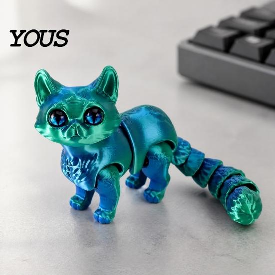 Handheld Decompression Toys 3D Printed Cat Toy, Articulated Movable Joint Figurine for Desk Fidget Office Decor, Cute Sensory Toy Kids Adults,
