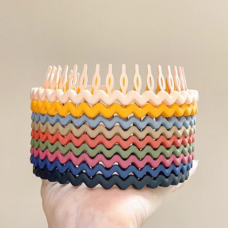 Women Simple Colorful Matte Toothed Hairbands Broken Hair Finishing Headband Outdoor Hair Hoop Headwear  Hair Accessories