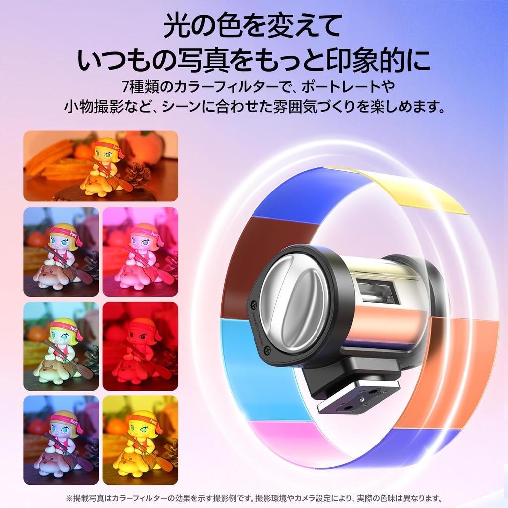 Ulanzi KL01 Camera Flash Strobe, 7 Color Switchable, Built-in Color Filter, GN10, 6500K Color Temperature, 4 Power Levels, Speedlight, Compact Externa