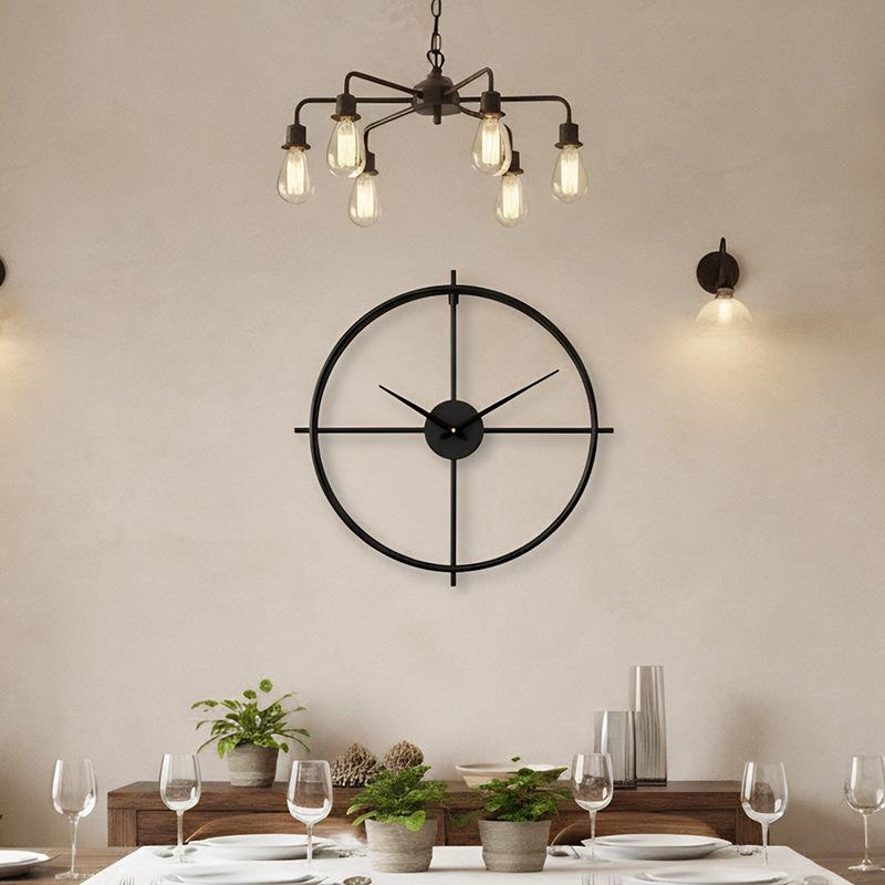Simple Art Wall Clock Living Room Fashion Round Wall Watch Creative Metal Silent Hanging Clock Home Decoration Accessories