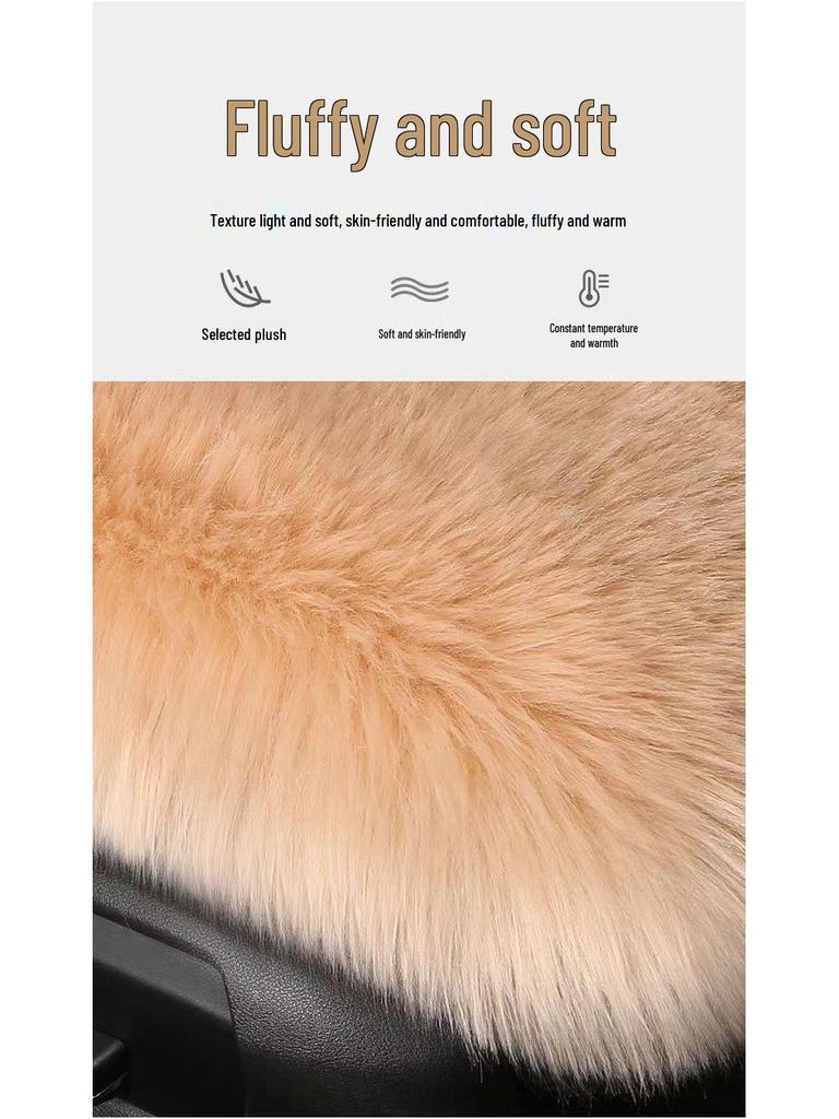 Universal Winter Plush Faux Sheepskin Car Seat Cushion with Backrest