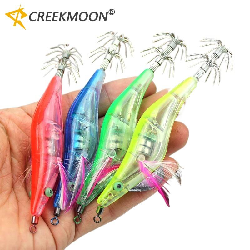 6Pcs LED Electronic Shrimp Lure with Squid Hook Jigging Hard Sea Fishing Lures Prawn Luminous Artificial Bait Tackle for Fish