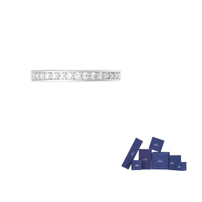 Swarovski Rare Round Rhodium plated Rings Womens Silver 52-Original brand box