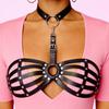 Nietenbesetztes Kunstleder-Käfig-Bralette für Damen, Bequemes und verstellbares Harness, Ideal für Dessous und Mode
