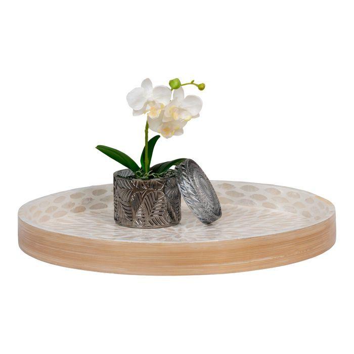 Bamboo and Beige Tray 40 X 40 X 35 Cm