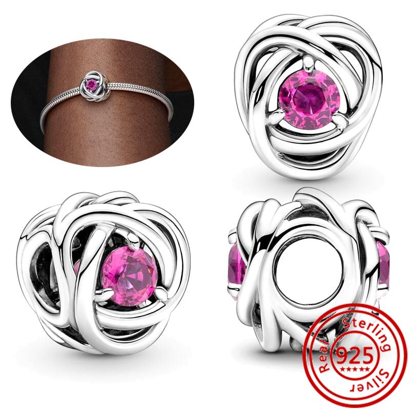 925 Sterling Copper Colorful Zircon Month Star Sign Zodiac Pendant Golden Beads Fit Original Pantaro Charms Bracelet DIY Zircon