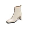 Fashion Genuine Leather Zipper 7.5cm High Heels Women's Short Boots Winter Black Beige Cowhide/sheepskin Short Plush Warm Women Boots 43