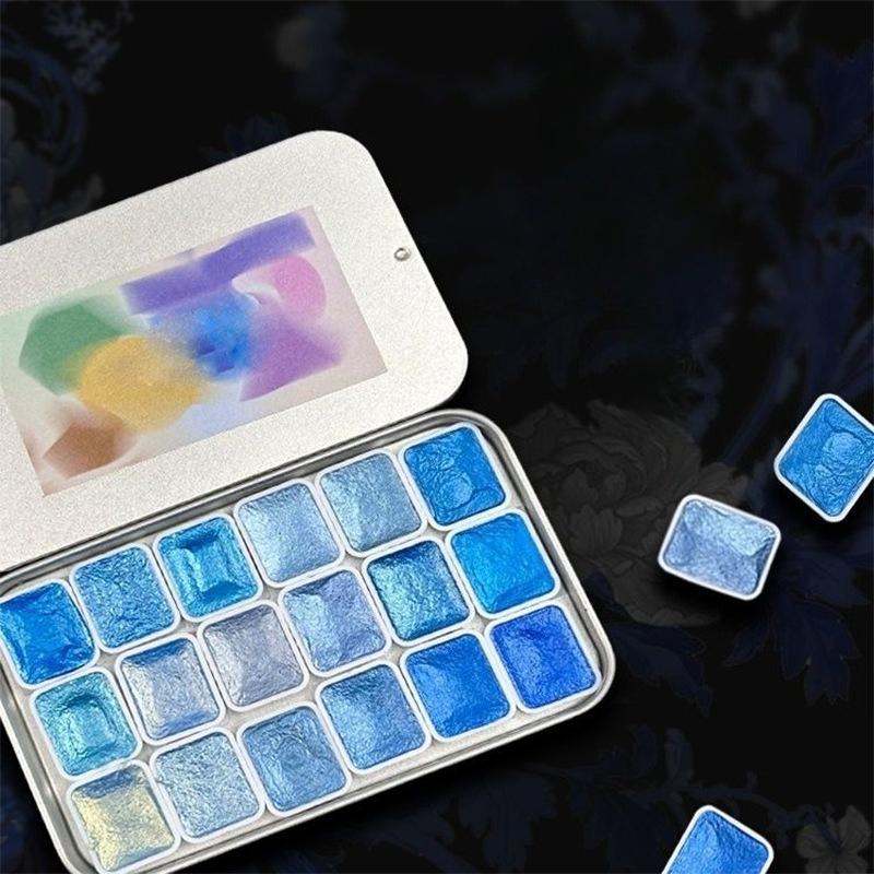 18-color Solid Pearlescent Chameleon Watercolor Pigment for Nail Painting Thangka Decorative Pigment Box