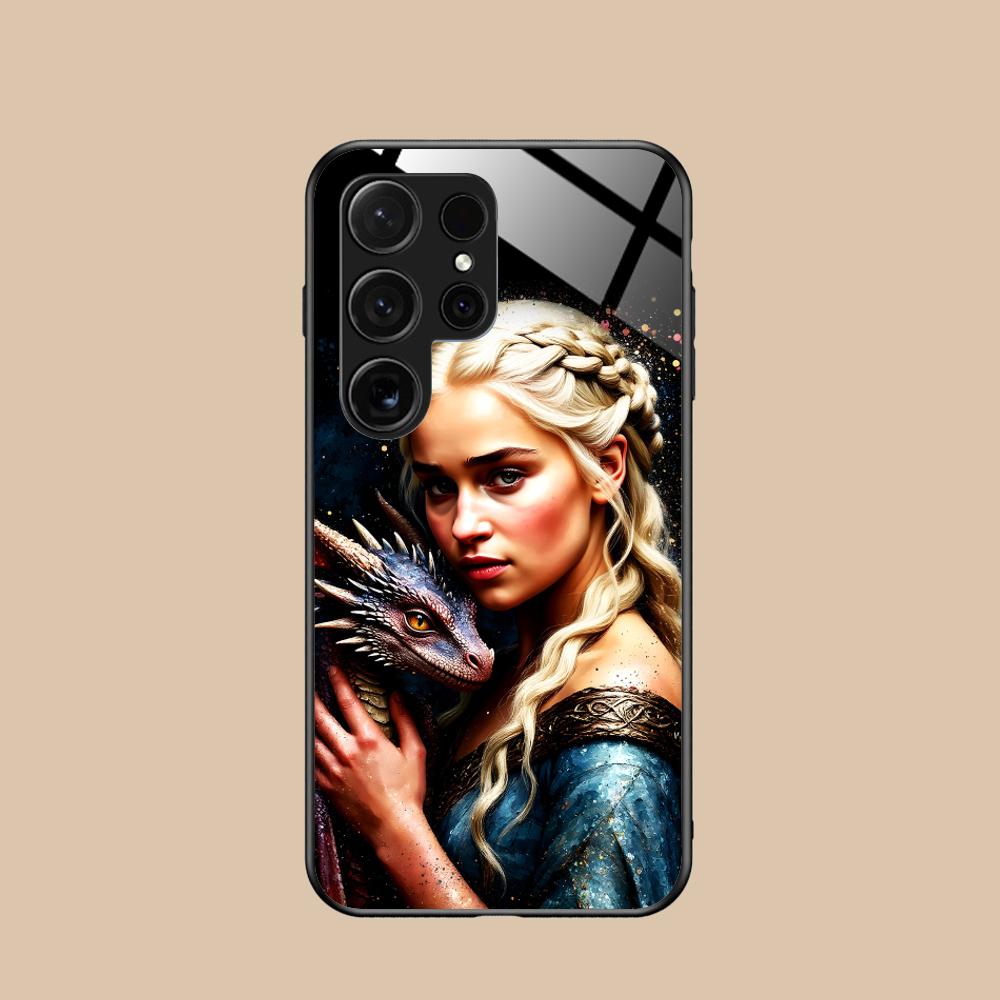 Dragon Queen Glass Mobile Phone Case for Samsung Galaxy S26 S25 S24 S23 S22 S21 S20 Note20 Plus FE Ultra Colorful Cover