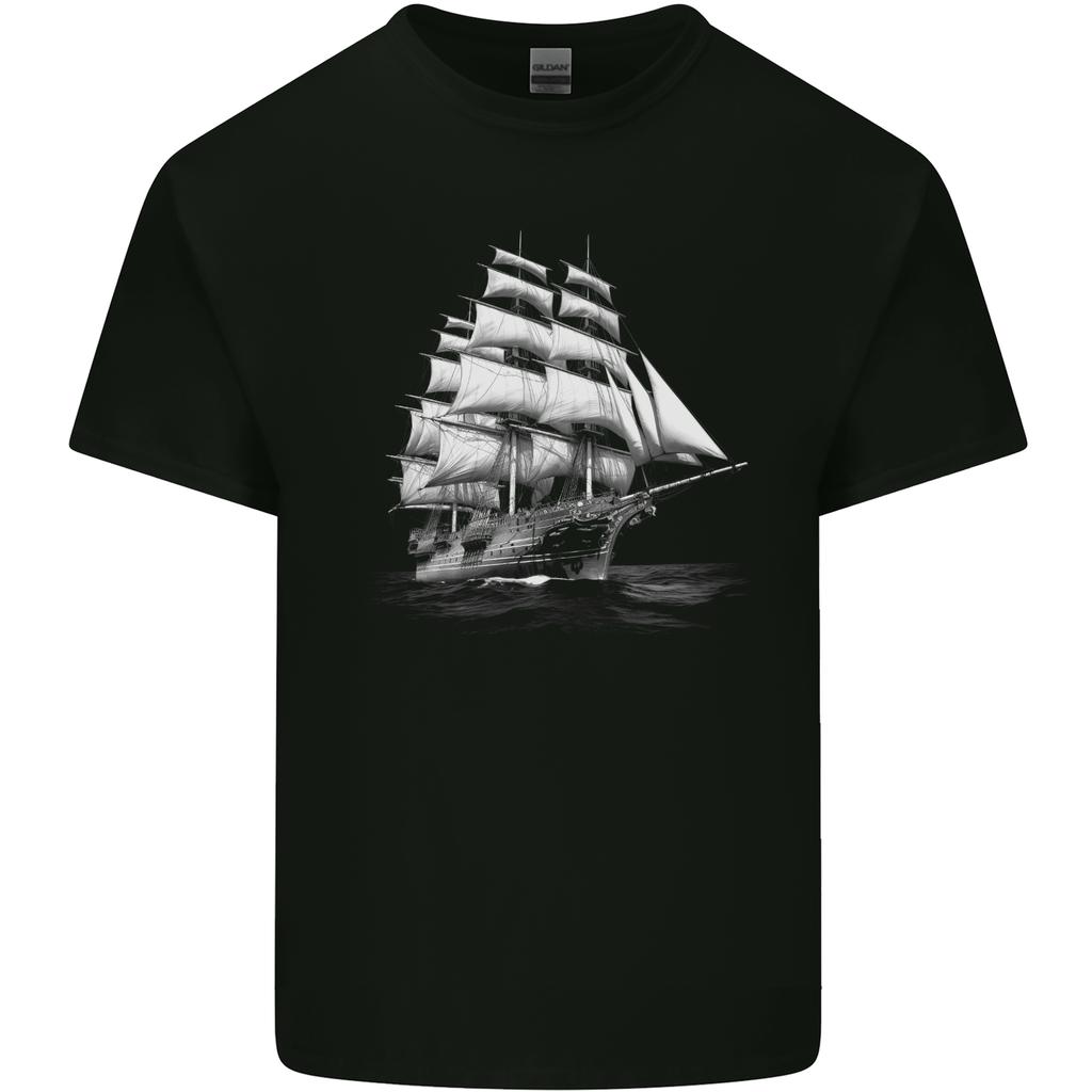 A Classic Sailing Ship Sailor Captain Navy Unisexs Light Cotton TShirt