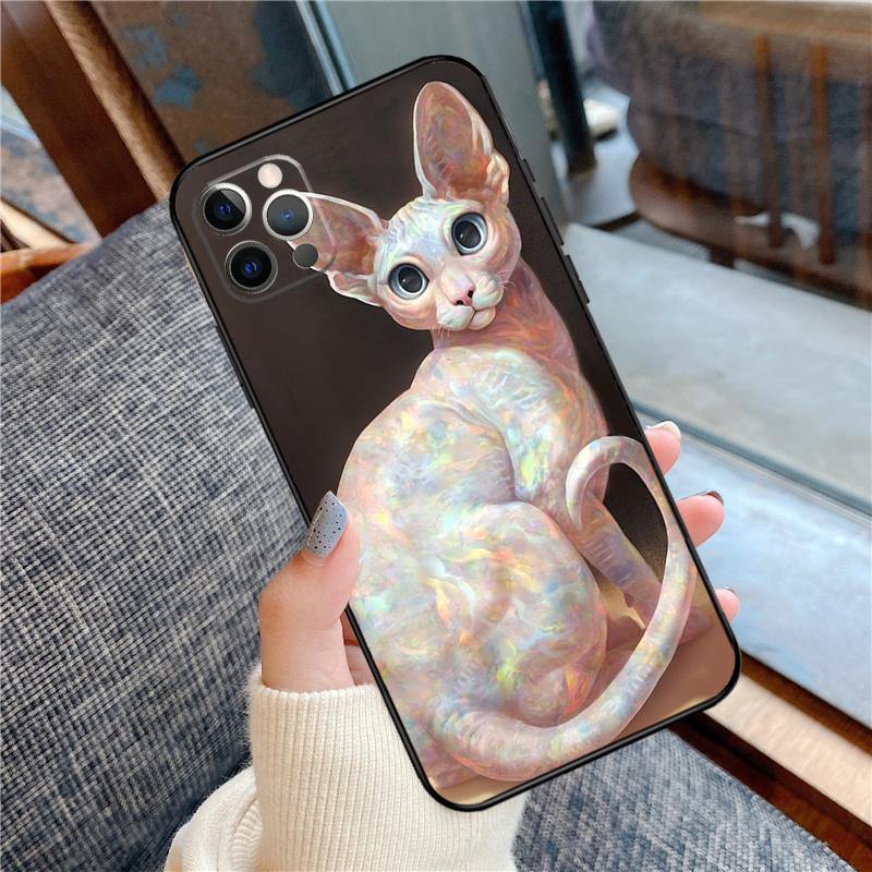 Sphinx Cat Printing Drawing Phone Case For iPhone 14 15 16 Pro Max 11 12 13 Pro X XR XS Max 14 Plus Soft Cover