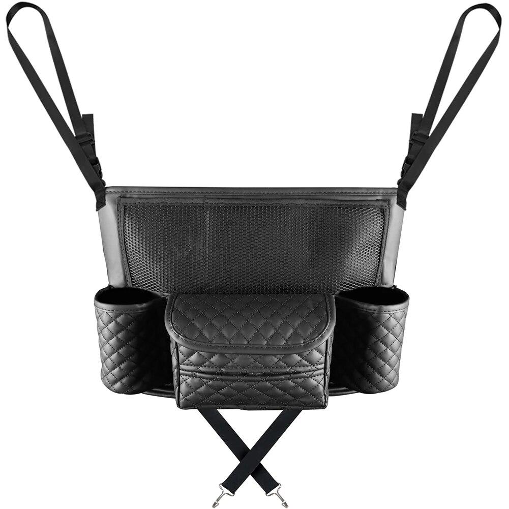 Car Seat Storage Bag PU Leather Auto Seat Middle Box Hanging Pocket For Stowing Car Organizer Holder For Handbag Tissue Drink