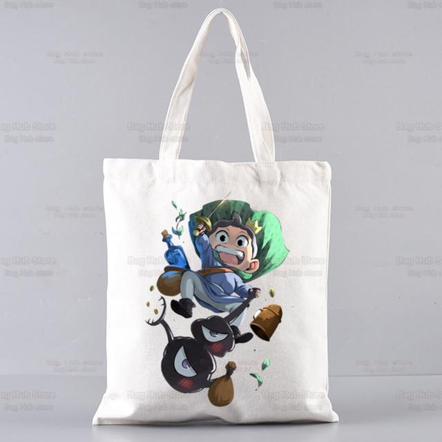 Bojji Shopper Bag Print Japanischer Anime Ousama Ranking Canvas Tragetasche Handtaschen Damen Ranking of Kings Tasche Harajuku Umhängetaschen