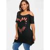 Stylish Womens Fashion Plus Size Off Shoulder Tops With Loose Heart Print Design