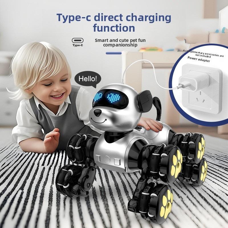 New Intelligent Remote Control Robot Dog-8-wheel Stunt Dog, Pink Cute Pet Shape, Children's Pet Toy Robot Dog