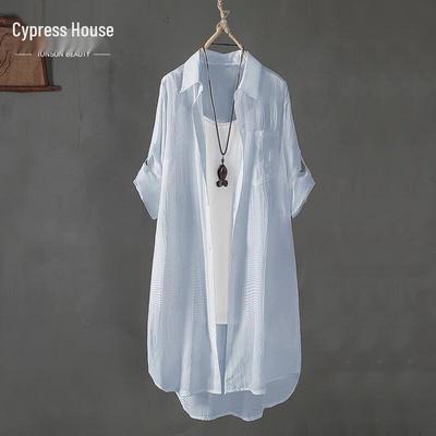 Camicia Casual da Donna a Vestibilità Larga di Media Lunghezza con Bavero
