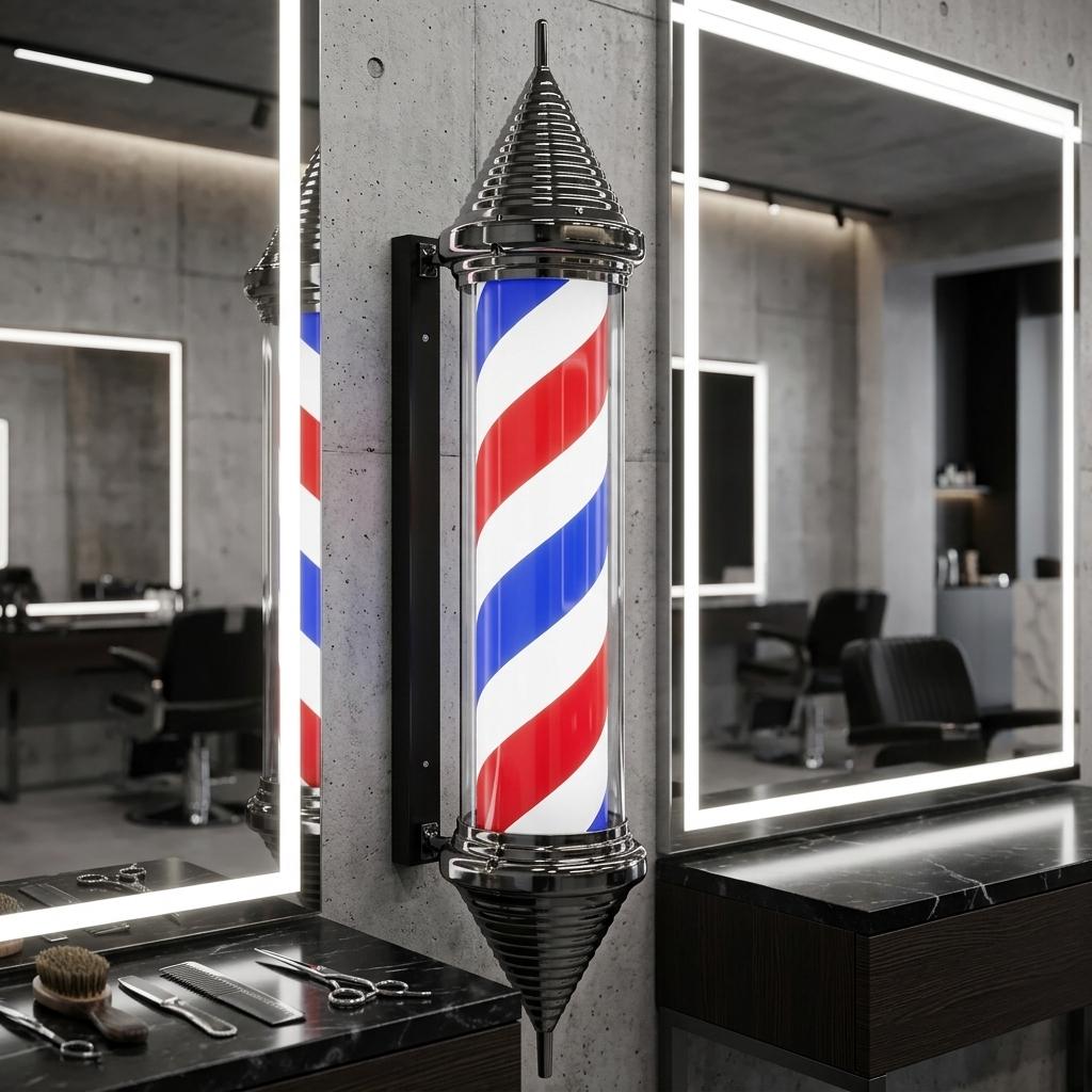 Ceiling Post Led Lamp Barberska Barberski Barber Sign Advertising Salon 103cm