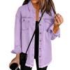 Veste chemise en jean décontractée à manches longues avec ourlet effiloché et deux poches avant