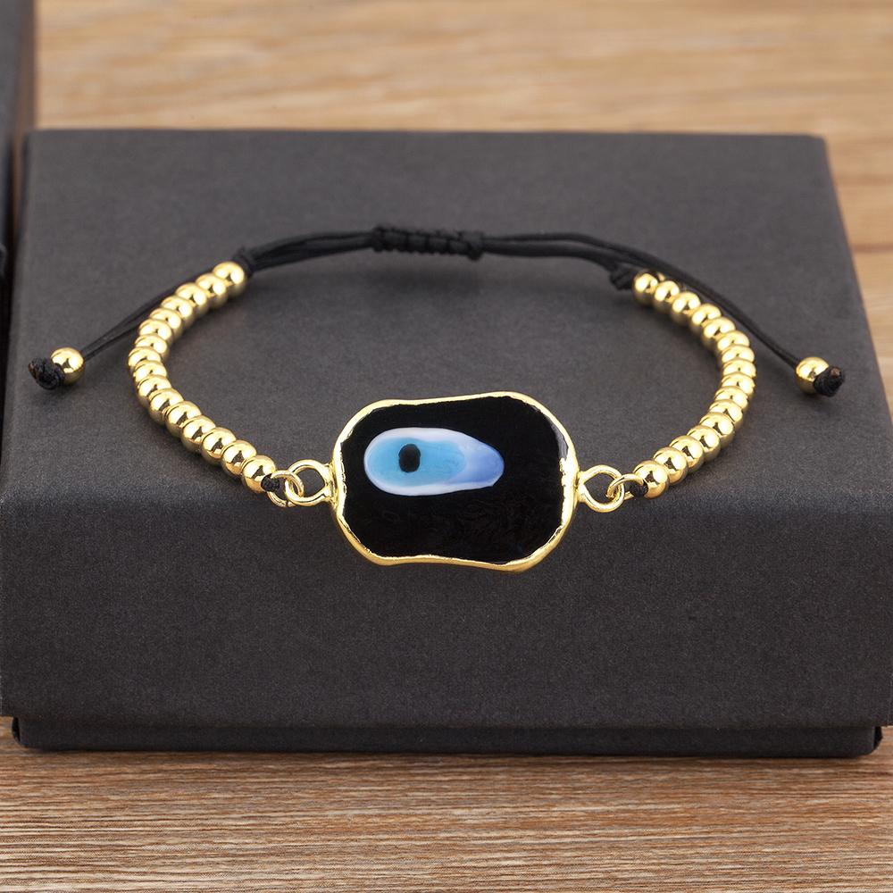 Nidin New Creative Design Evil Eye Charm Chain Bracelets Adjustable 7 Colors For Women Birthday Party Jewelry Accessories Gifts
