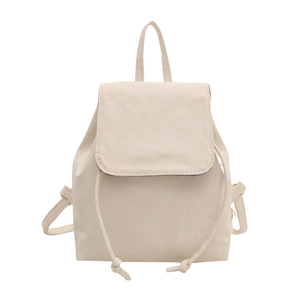 Vintage American College Style Fashion Texture Solid Color Casual Design Commuter Handheld Backpack Female