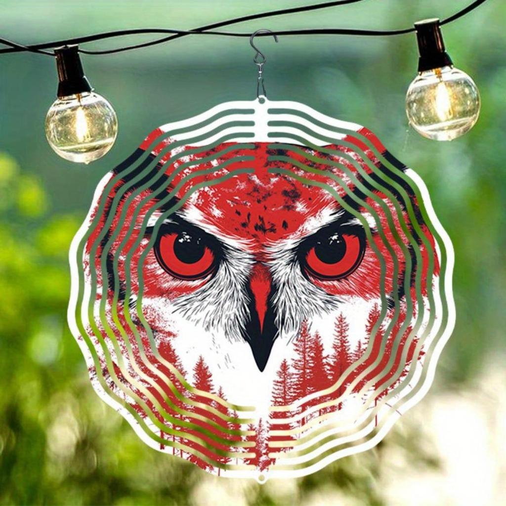 Dunkler Wald Blut Eulenmuster Windspiel Hängende Skulptur für Außenhof Garten Hof Dekor Kunst