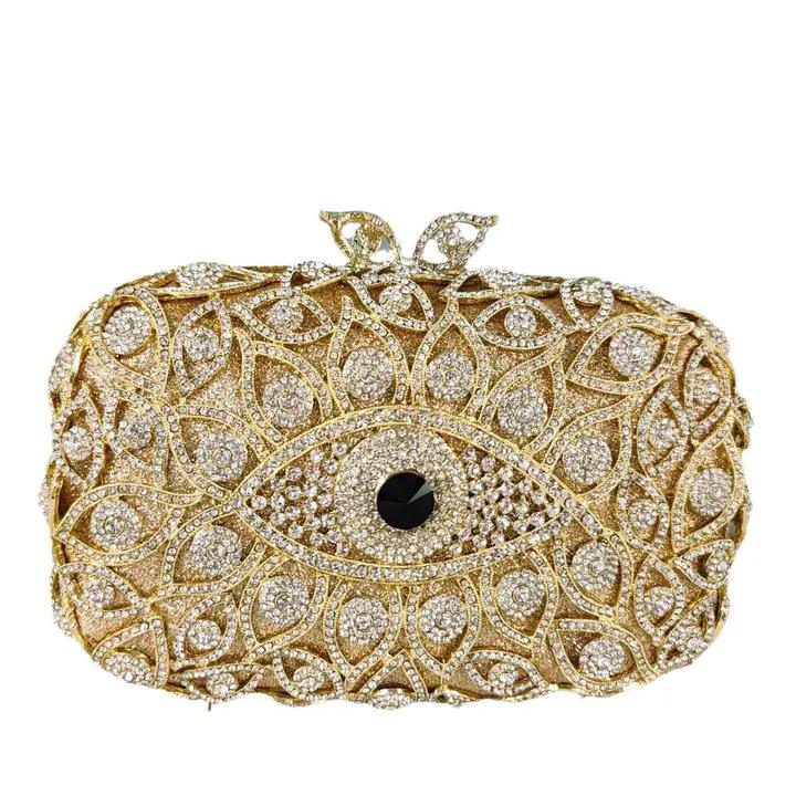 

Boutique De FGG (in stock) Evil Eye Women Crystal Clutch Evening Minaudiere Bags Party Dinner Rhinestone Handbags Bridal Purse Mini Clutch
