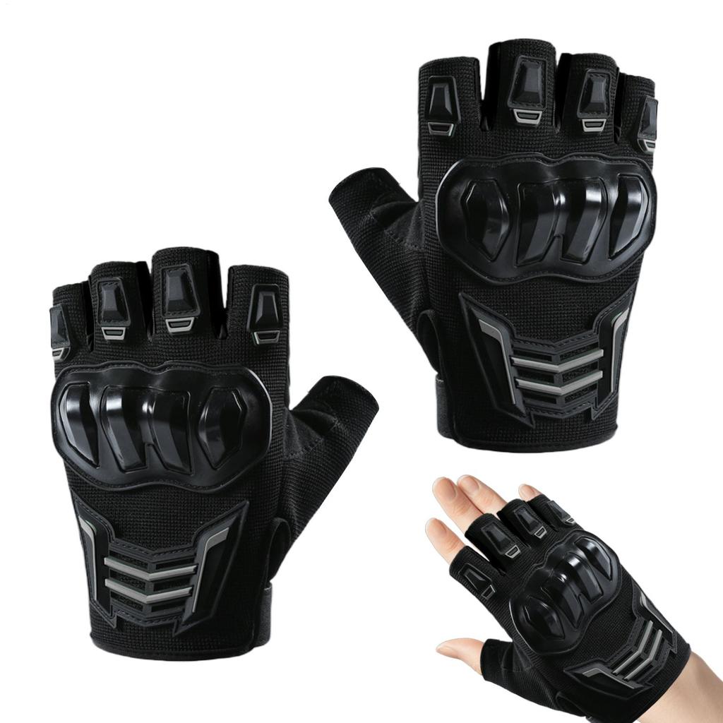 Outdoor Motorcycle Biker Anti-fall Half Finger Gloves Breathable Padded Motorcycle Mitten Anti-Slip Grip For Biking Hiking