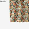 ZANZEA Women Casual Turn Down Collar Summer Floral Print Sleeveless Blouse