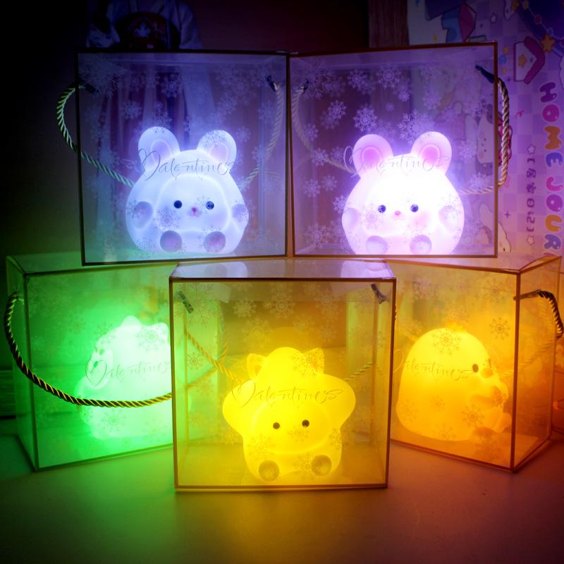 2023 Cartoon Cute Rabbit Night Light: Cordless LED Bedside Ornament for Kids