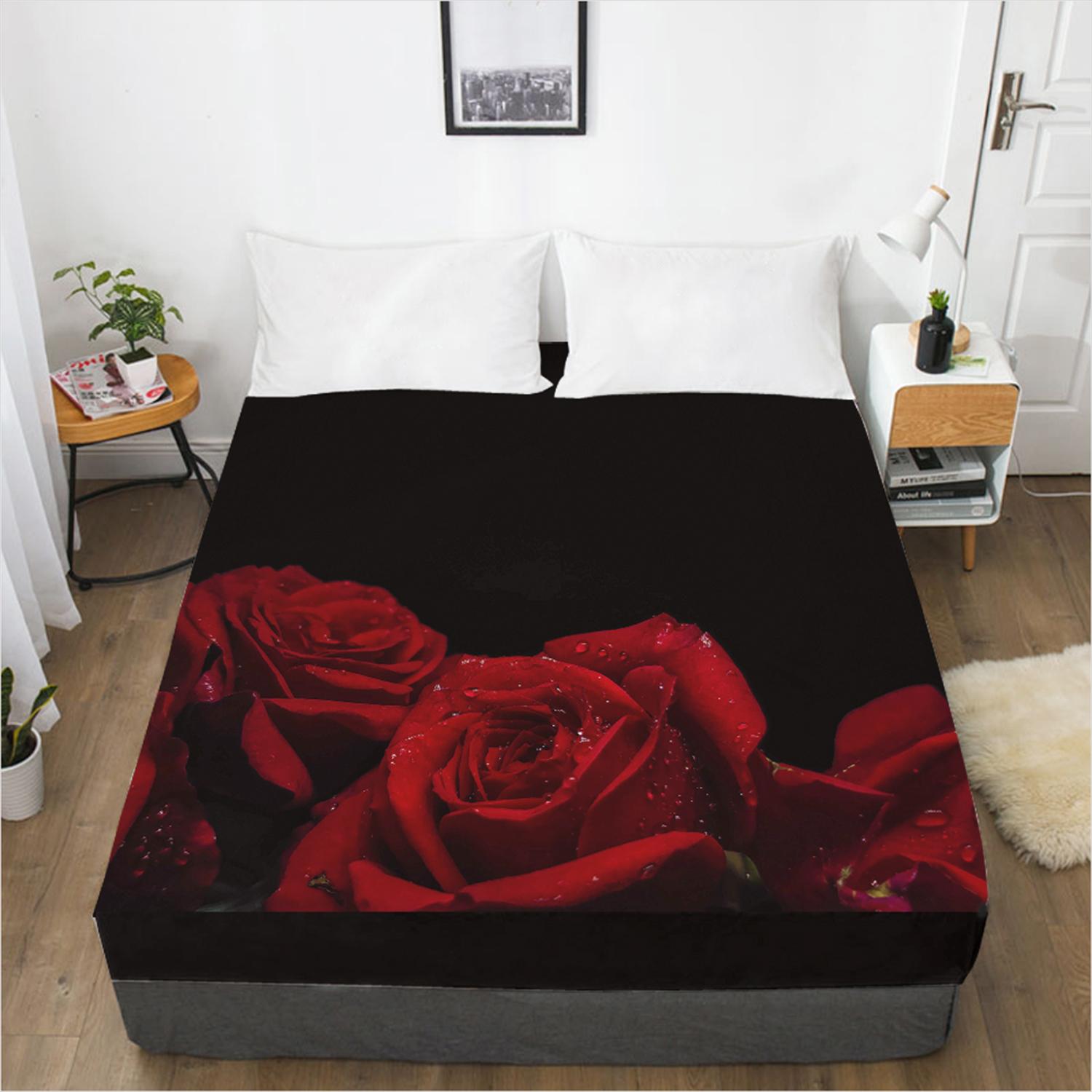 

Простыня с розовым узором, простыня, высококачественный наматрасник с принтом, простыня на резинке, домашний текстиль, комплект постельного белья 90x200x25cm