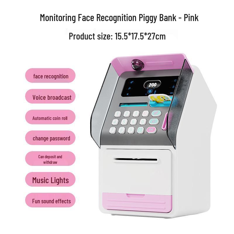 Smart ATM Money Box with Face Recognition and Password, Automatic Coin Loader - Children's Toy Safe