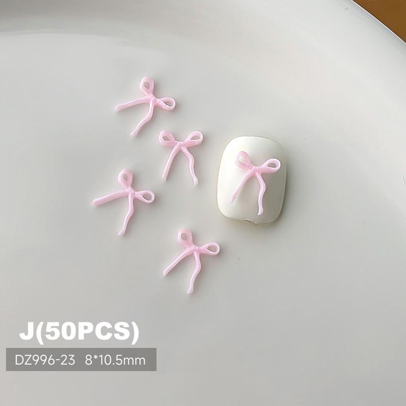 50 Pcs For DIY Manicure And Salon Decoration Soft Mini Bow Shape Nail Art Charms Mix Color 3D Bowknot Resin Accessories