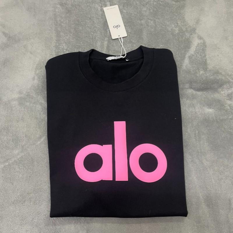 ALO Baumwolle Lockere Passform Unisex Rundhals T-Shirt Streetwear Lässiges Oberteil