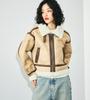 Giacca Corta in Finta Montone Alpha Industries TA7199 da Donna B-3 TA7199-045 BEIGE/VANIGLIA