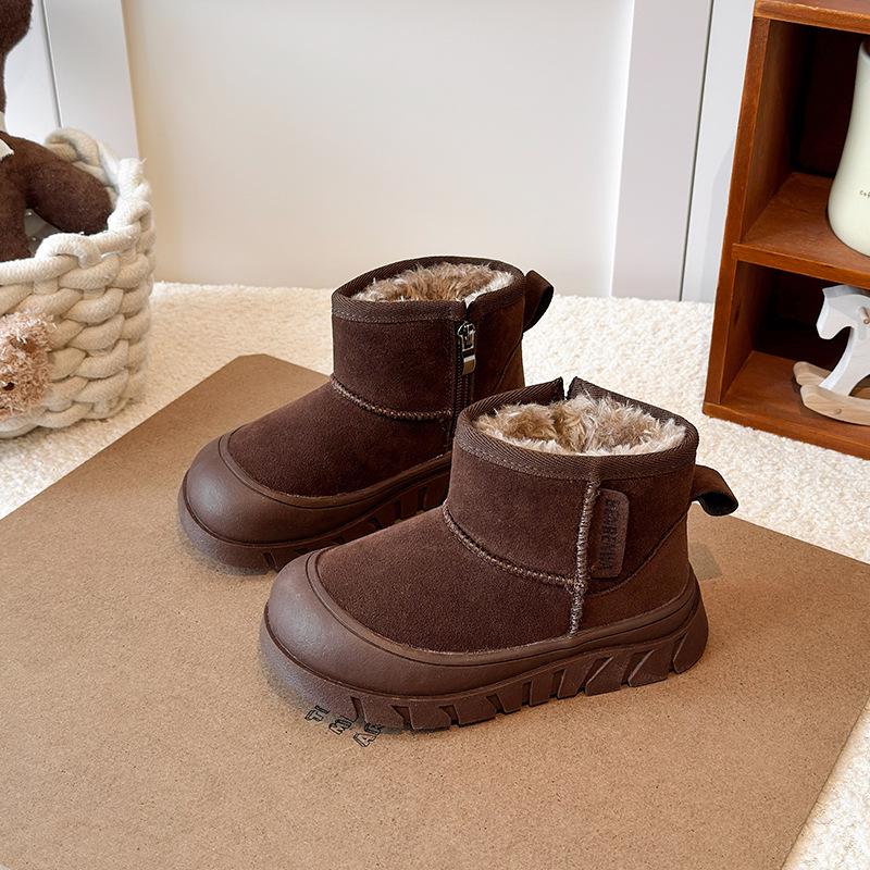 

2025 Winter Non-Slip Thickened Snow Boots - Boys & Girls Low-Top Velvet Warm Shoes Size 27: 16.3CM темно-коричневого кольору