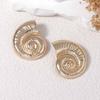Vacation style retro marine animals exaggerated versatile metal conch stud earrings simple fashion daily commuter women