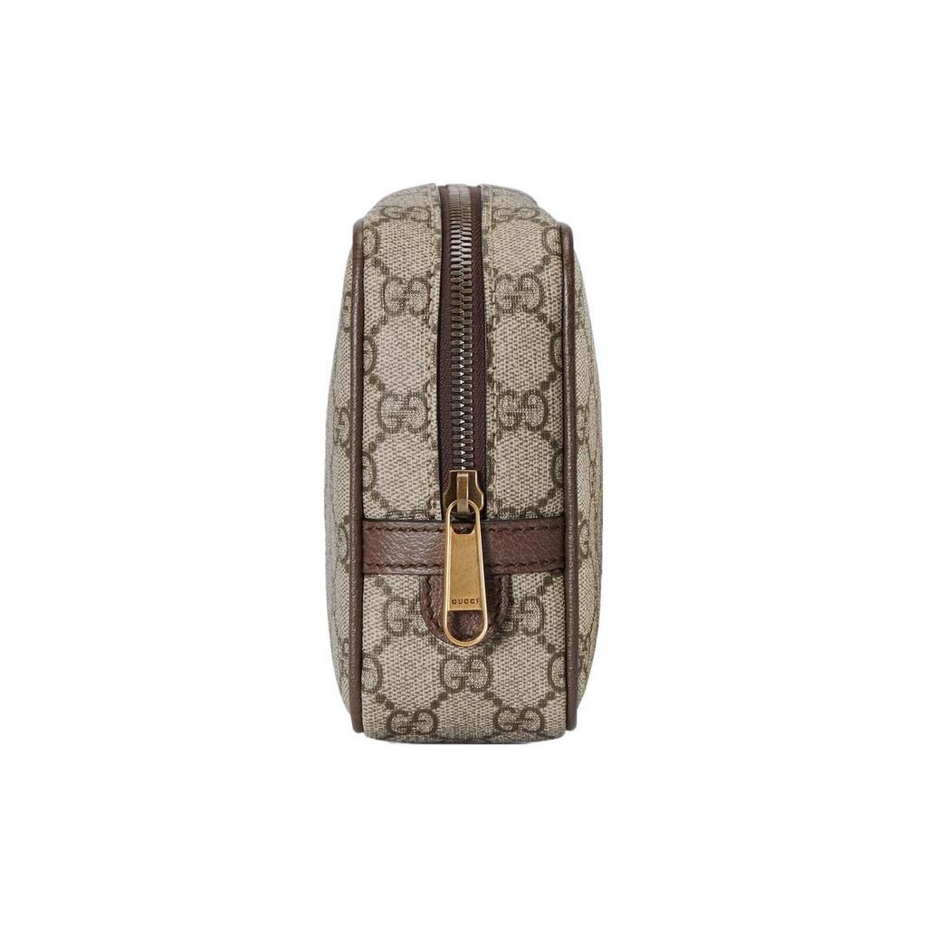 Gucci Double G Shaped Gold Tone Accessory Canvas Toiletry Bag Women toiletry bag Beige Ebony 760019-96IWT-8745