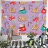 Purple Christmas Cookies Tapestry Wall Hanging Gingerbread Decor for Bedroom Living Room Holiday Gift