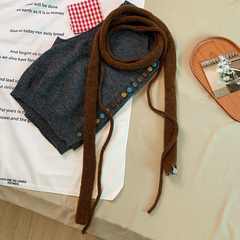 Luochi Knitting Wool Blend Sausage Neck Gaiter for Women - Autumn/Winter Y2K Style