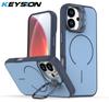 KEYSION Matte Skin Feel Lens Stand Phone Case for Magsafe for iPhone 17 Pro Max Magnetic Wireless Charging Shockproof Back Cover