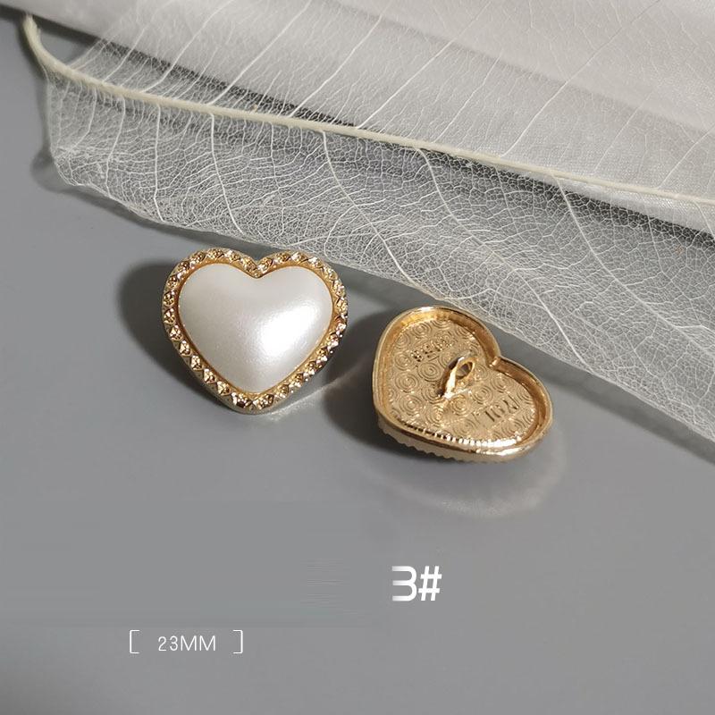 0Pcs/lot 23mm Metal Heart-shaped Button High-end Coarse Linen Woven Jacket Button Sweater Knitted Hand Sewn Button