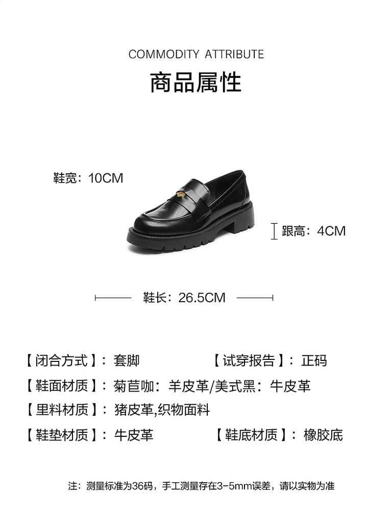 Sijiatu Spring British Style Loafers with Thick Soles and Increased Height, Wearing Small Leather Shoes for Women 9YJ53AA5