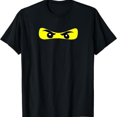 Camiseta de Halloween con estampado de ojo ninja unisex para adultos, negra, pequeña, manga corta, corte clásico, cuello redondo, para poner