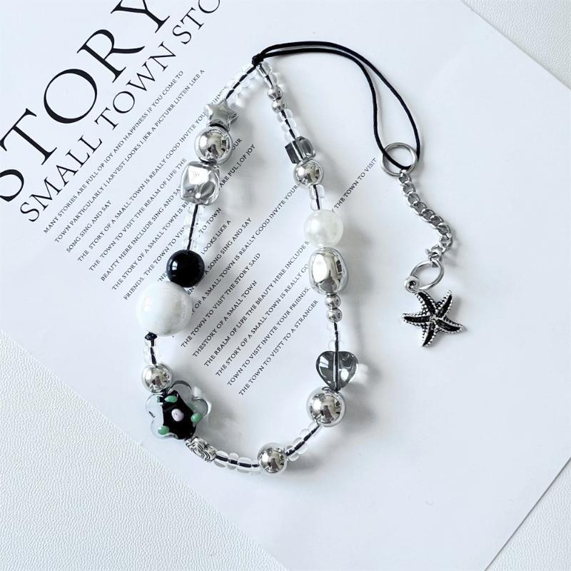 Aesthetic Beaded Phone Charms With Cute Butterfly Heart Pendants Colorful Acrylic Beads For Teen Girls Gifts Phone Decoration